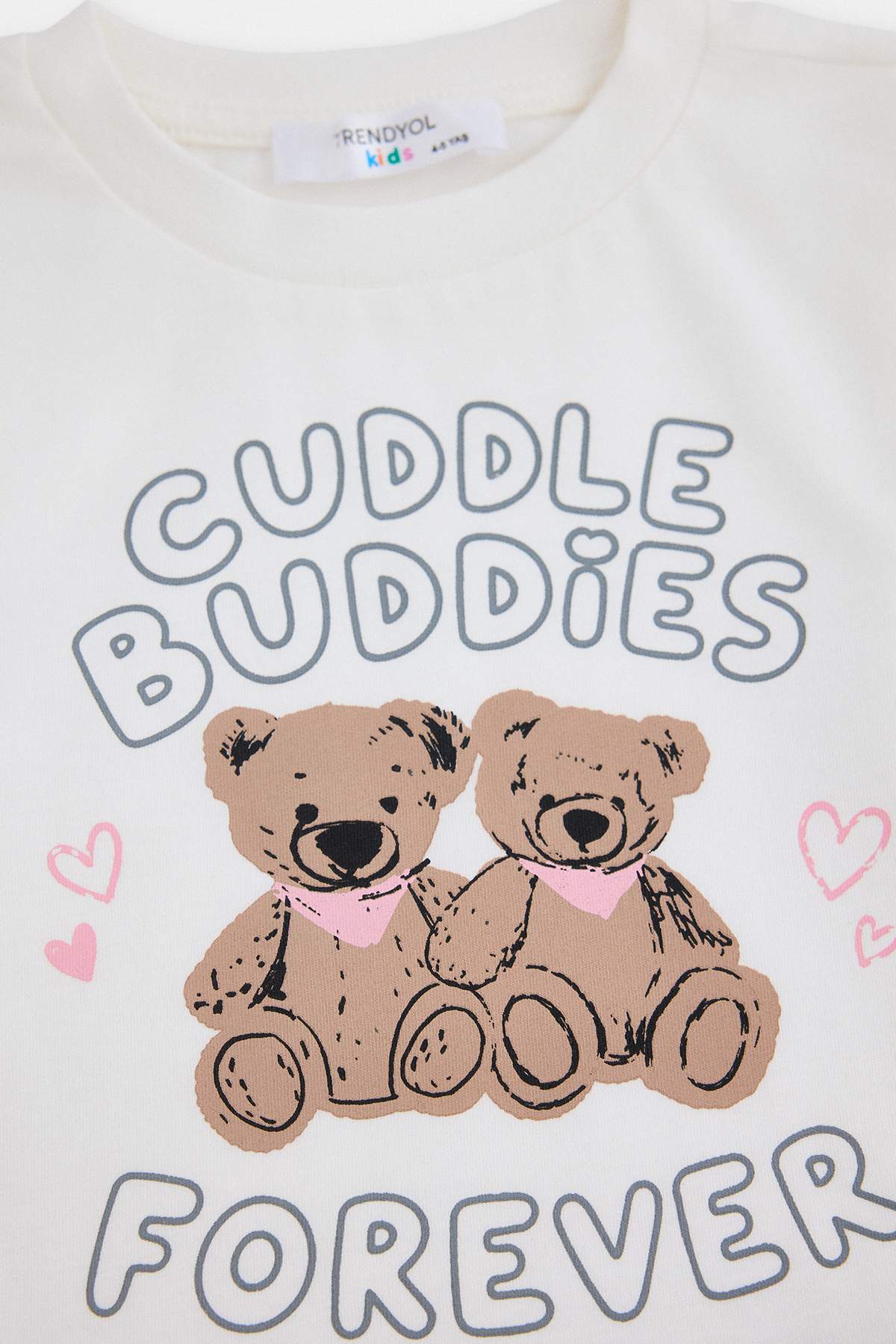 Girls' Ecru Teddy-Print Pyjama Set