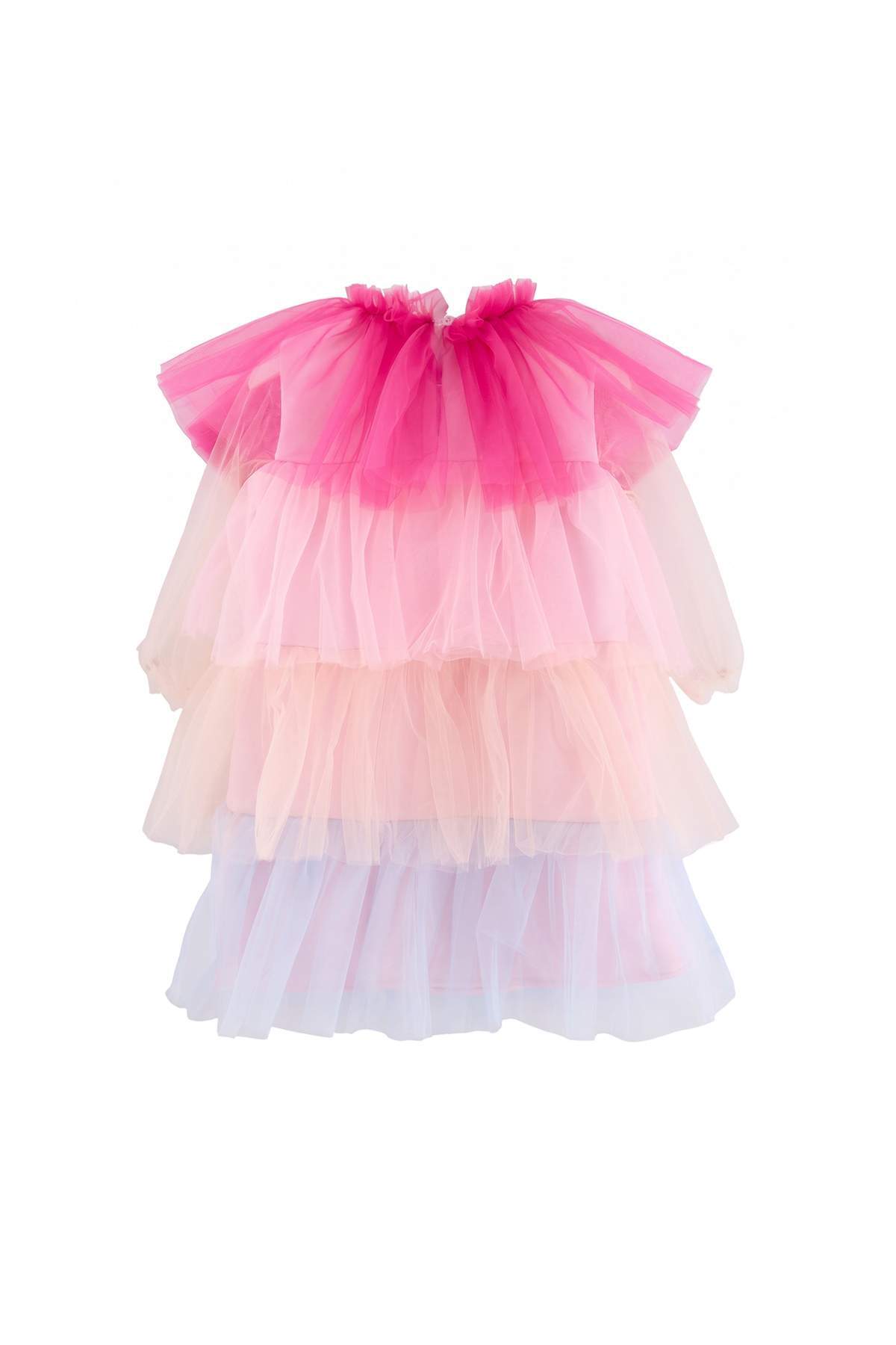 Girls' Multicolour Tiered Tulle Party Dress