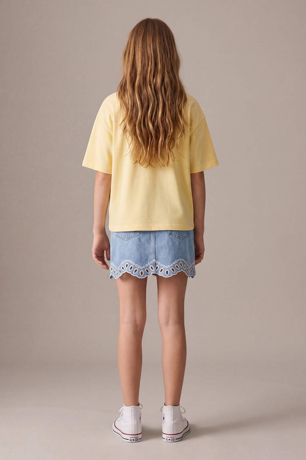 Girls' Yellow Plain T-Shirt