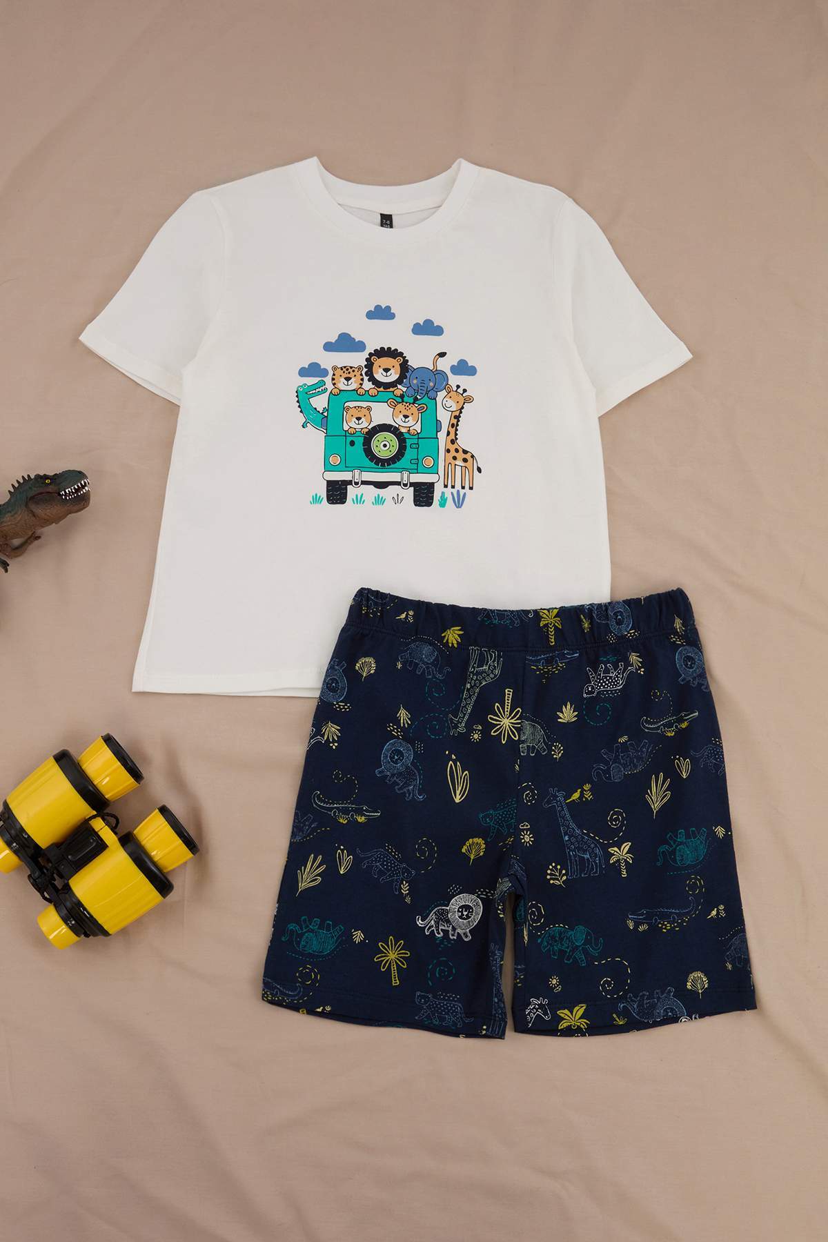 Boys' Ecru Patterned Pyjama Set