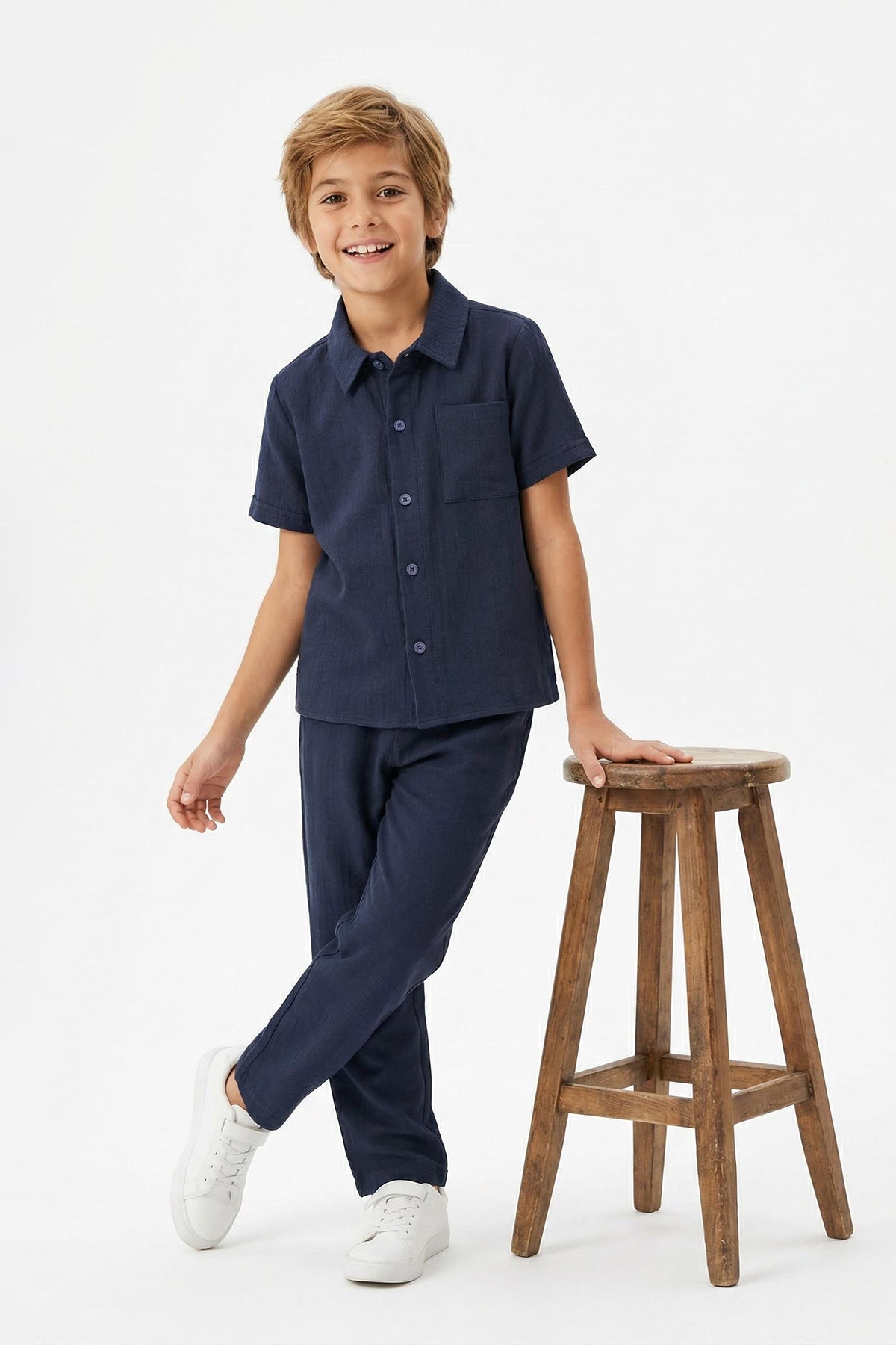 Boys' Textured Shirt & Trousers Set