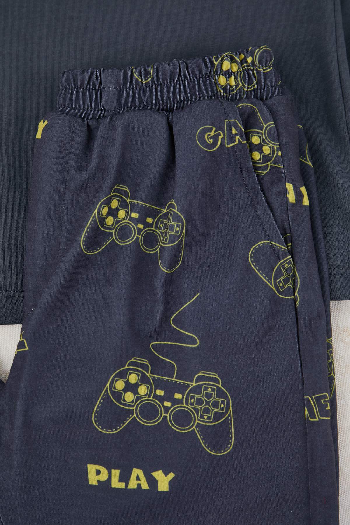 Boys' Khaki Printed Cotton Pyjama Set