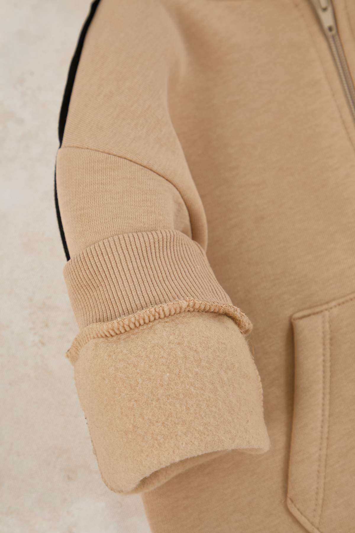 Kids' Beige Fleece-Lined Hoodie & Jogger Set