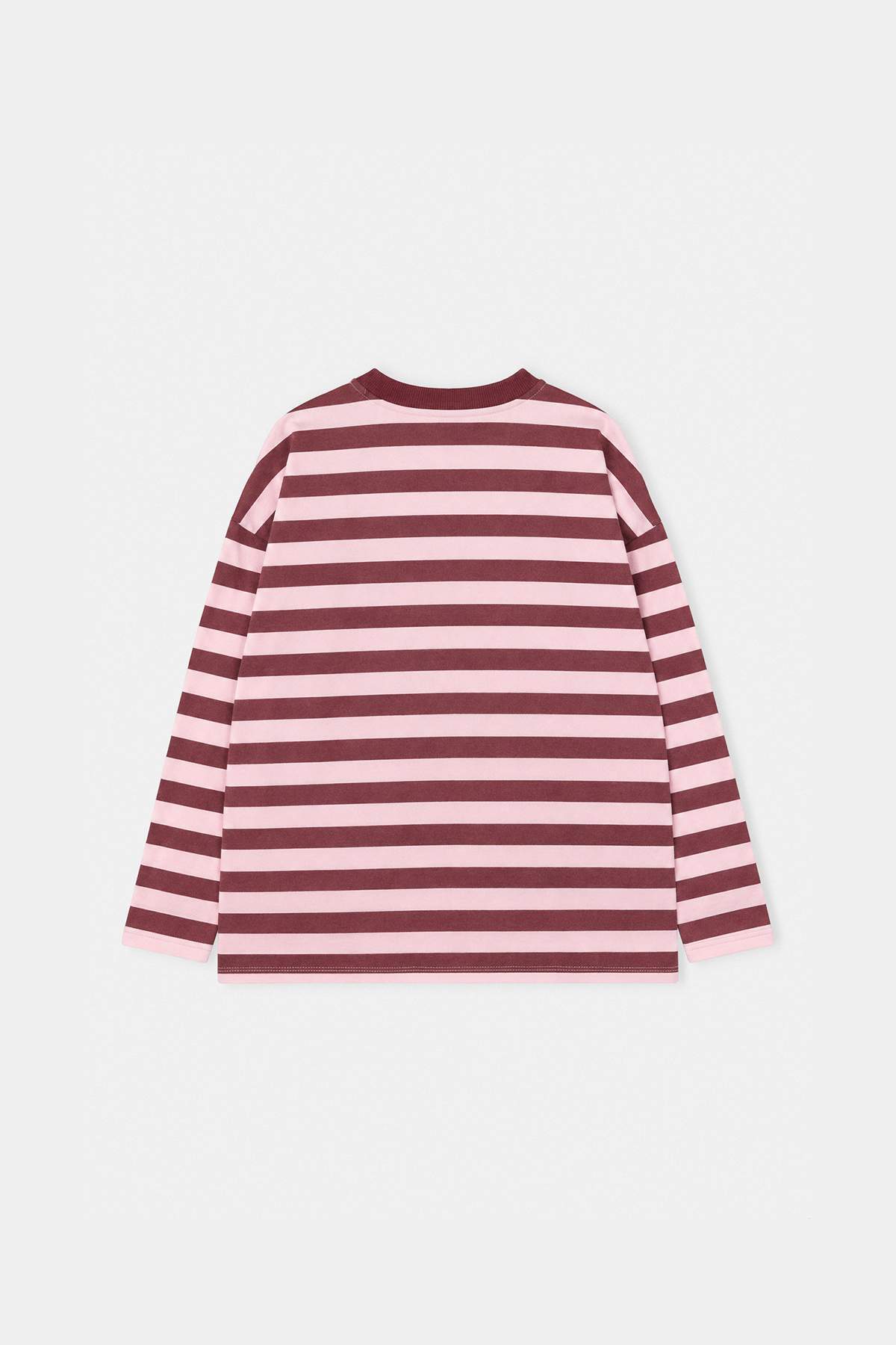 Girls' Burgundy Striped Knit Sweatshirt