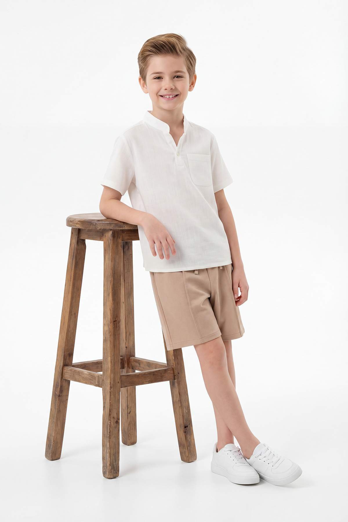 Boys' Linen-Look Shirt & Shorts Set