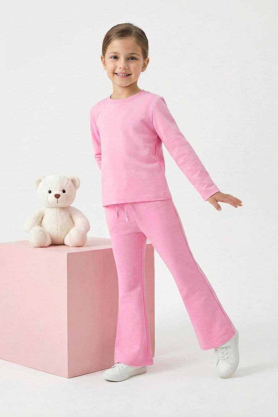 Girls' Burgundy Crew-Neck Top & Leggings Set