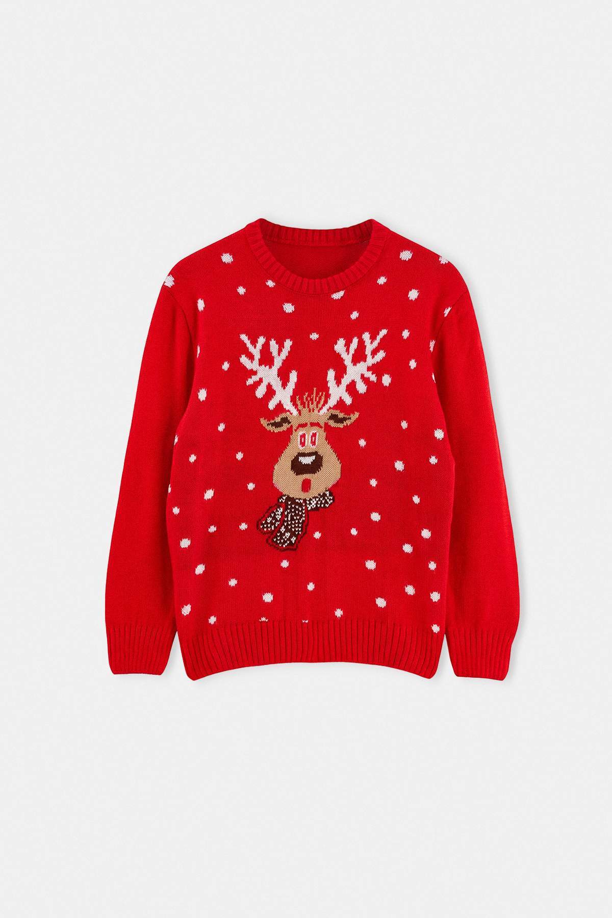 Boys' Red Reindeer Snowflake Jumper