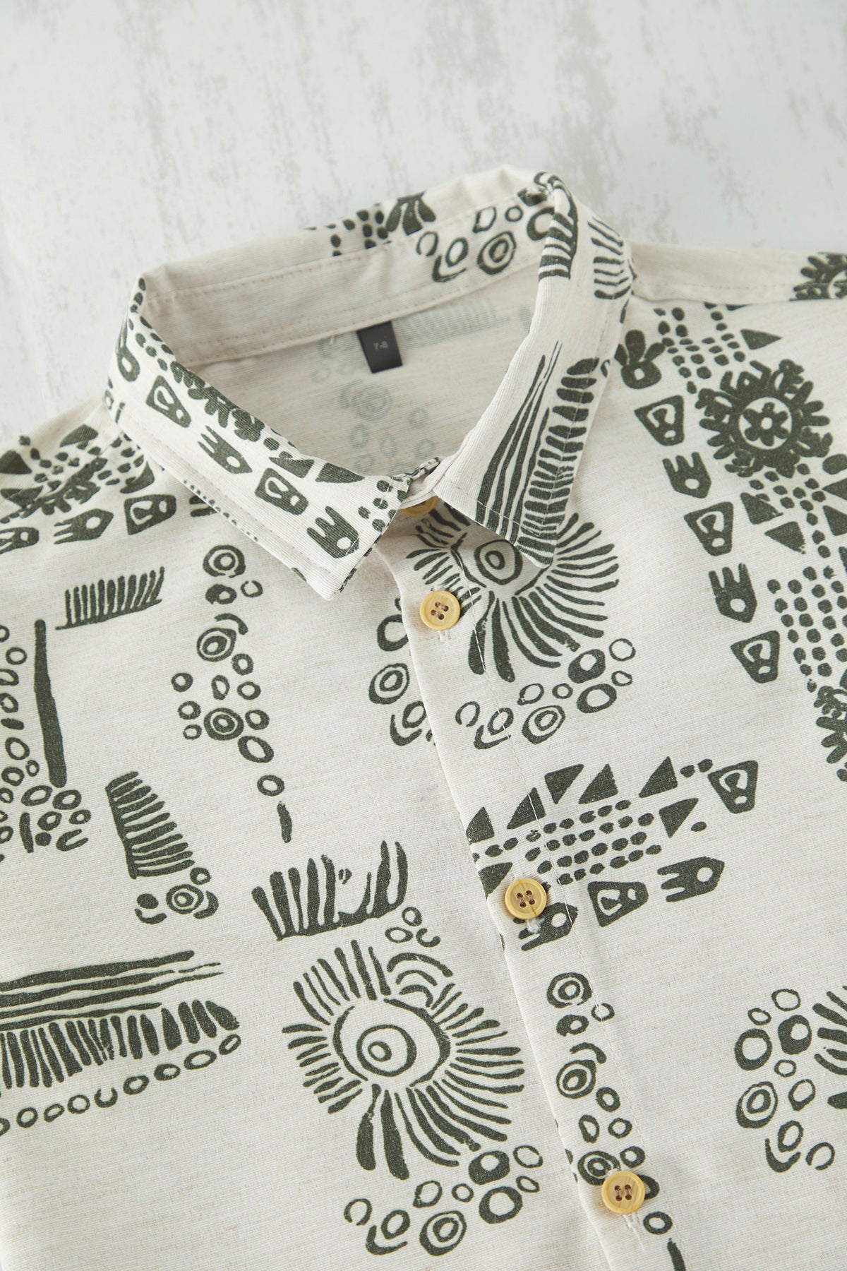 Boys' Beige Printed Woven Shirt & Shorts Set