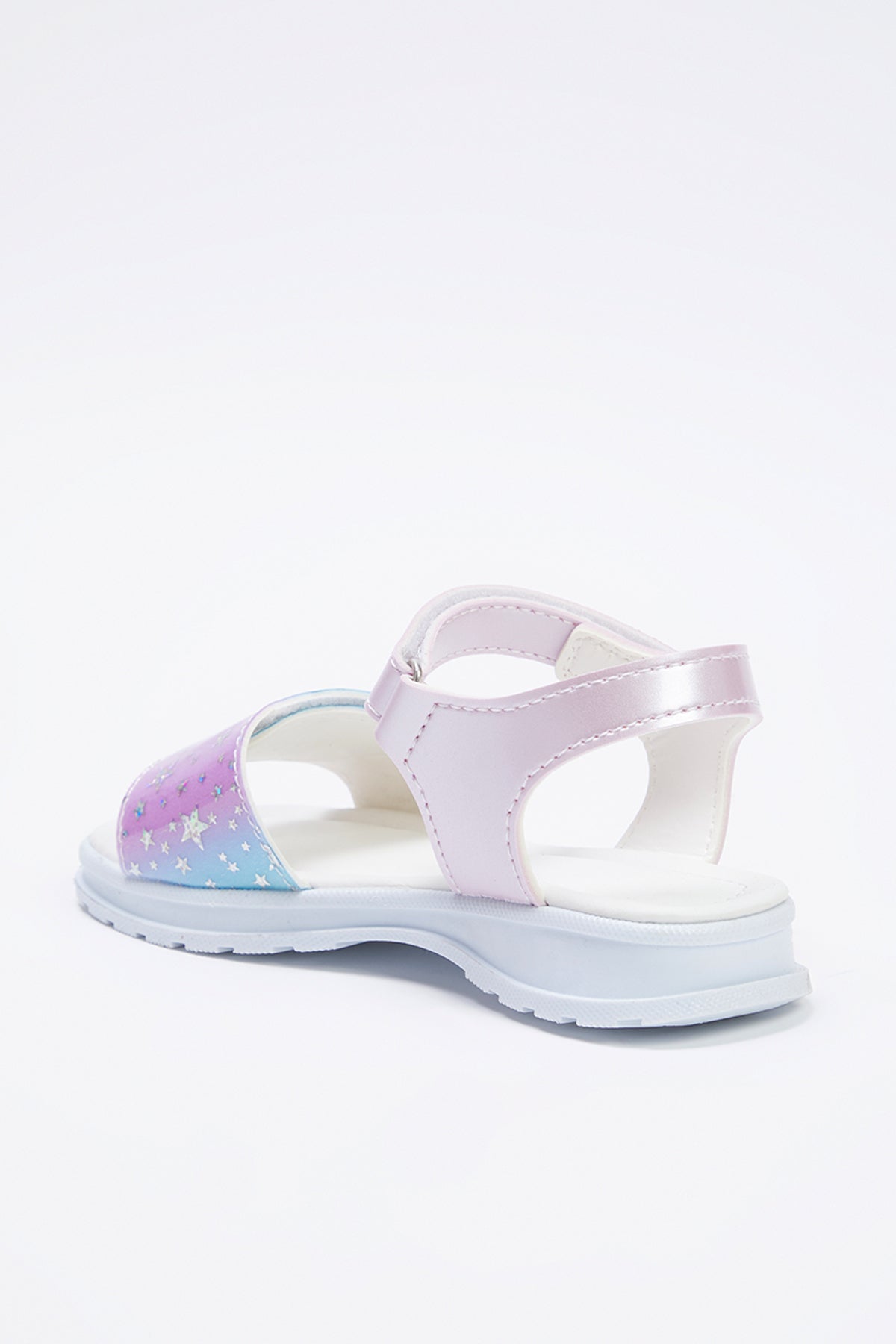 Girls' Lilac Shiny Star Velcro Sandals