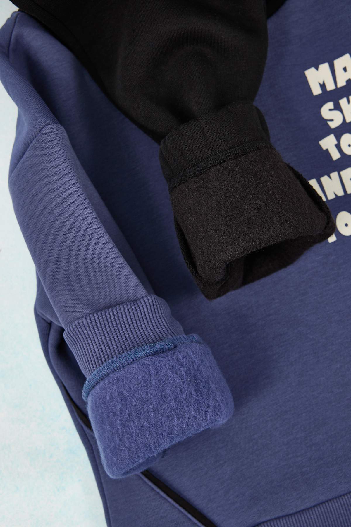 Boys' Indigo Hooded Fleece-Lined Oversized Two-Piece Set