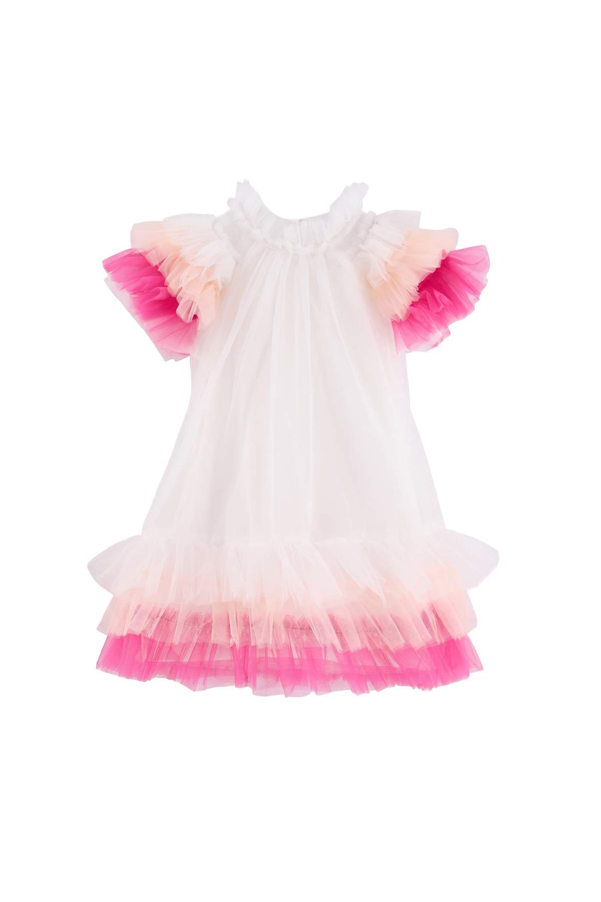 Girls' White Tulle Party Dress