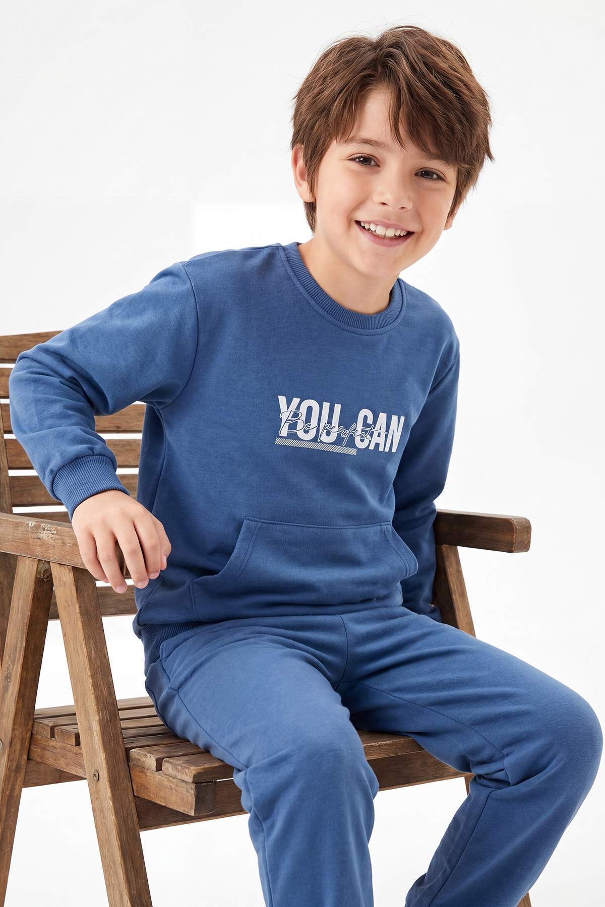 Boys' Grey Marl Slogan Light Sweatshirt & Jogger Set