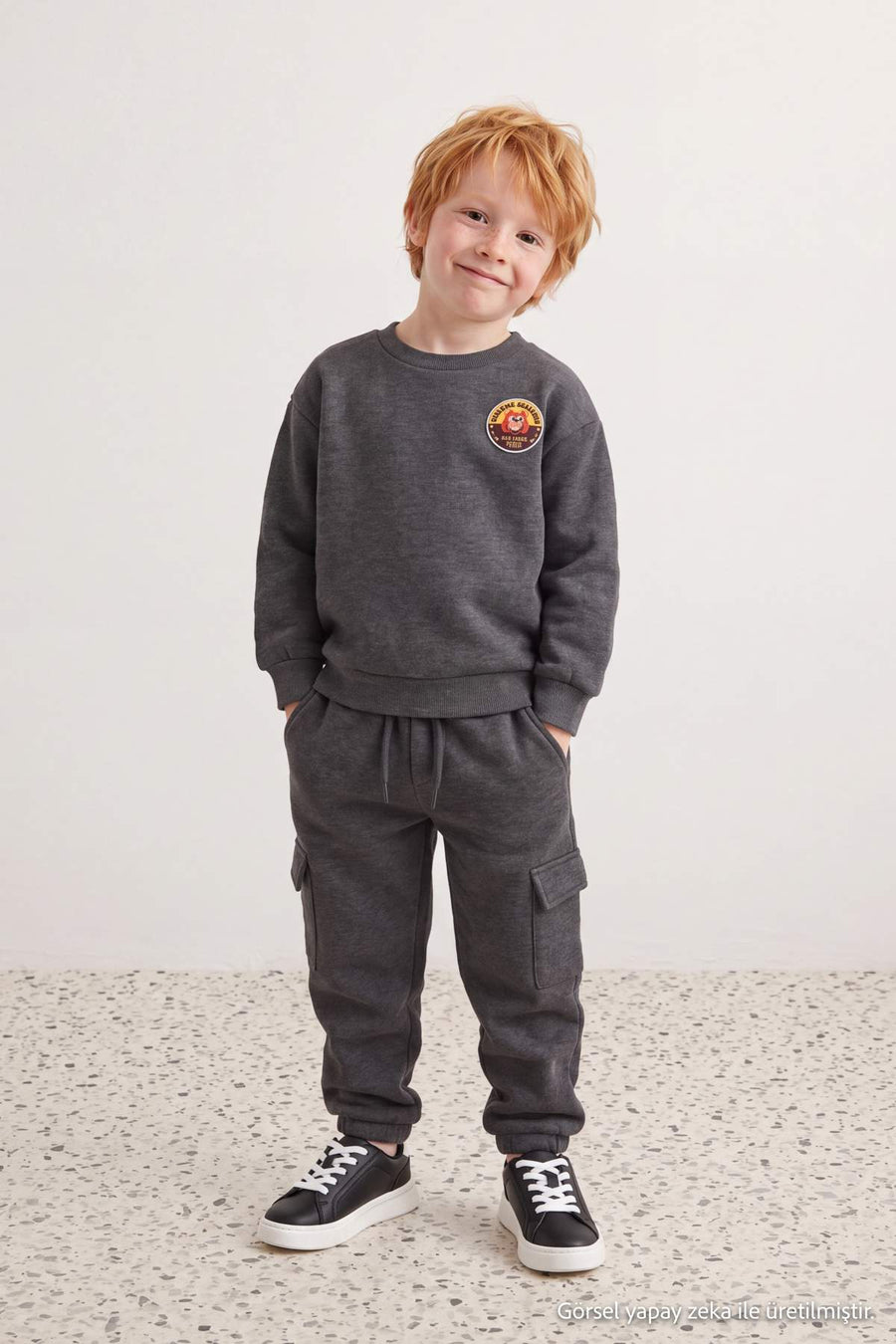 Boys' Grey Badge Sweatshirt & Cargo Jogger Set