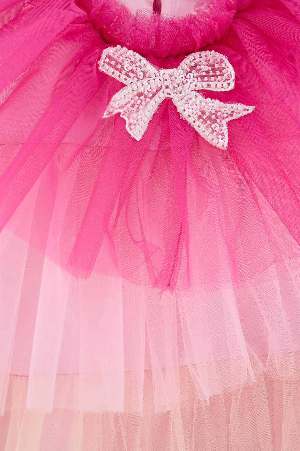 Girls' Multicolour Tiered Tulle Party Dress