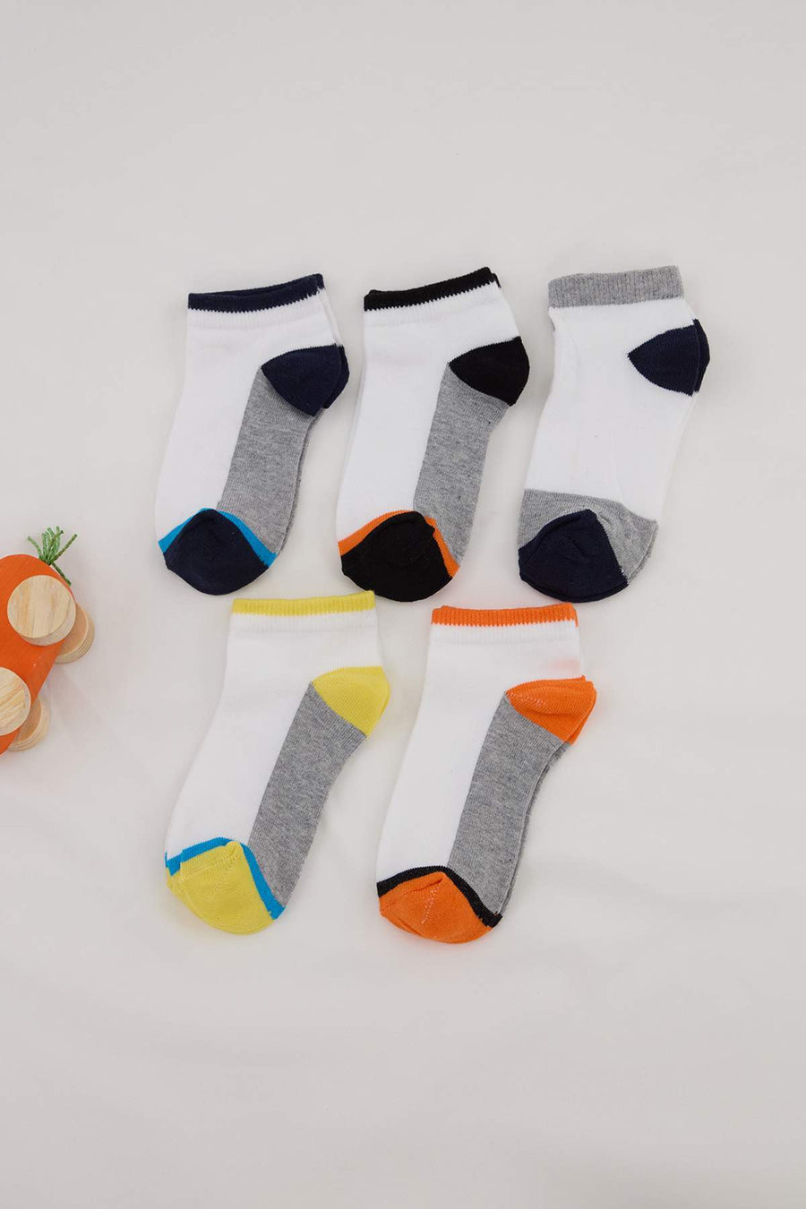 Boys' Colour-Tip Ankle Socks 5-Pack