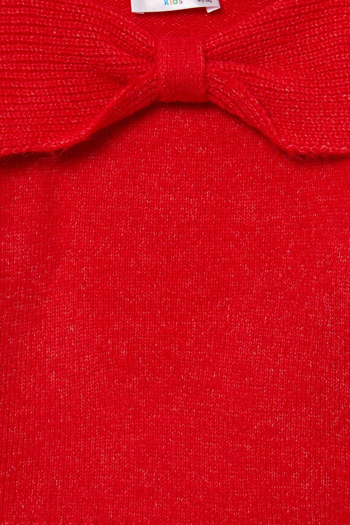 Girls' Red Bow-Front Festive Jumper