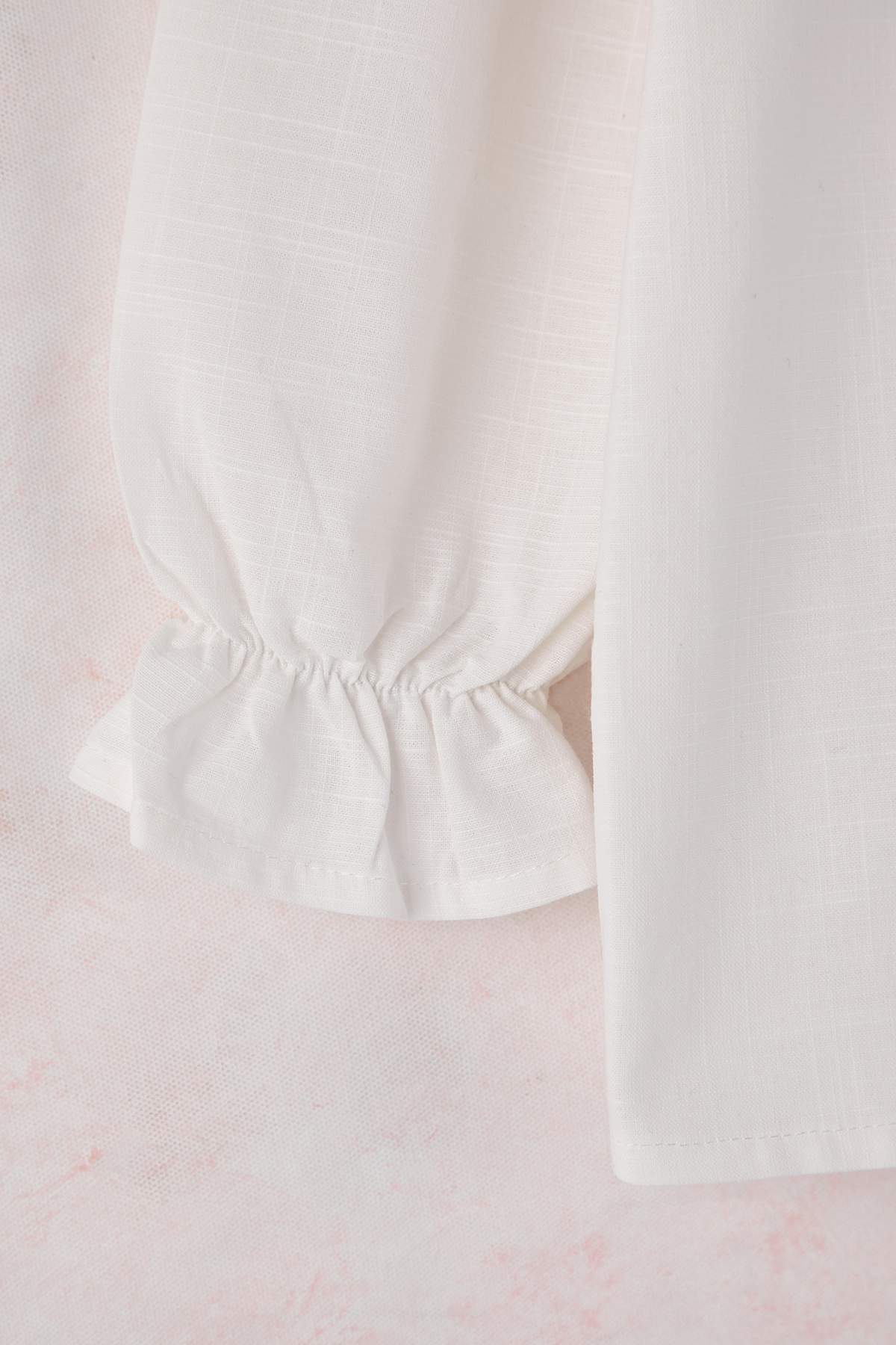 Girls' White Cotton Peter Pan Collar Shirt