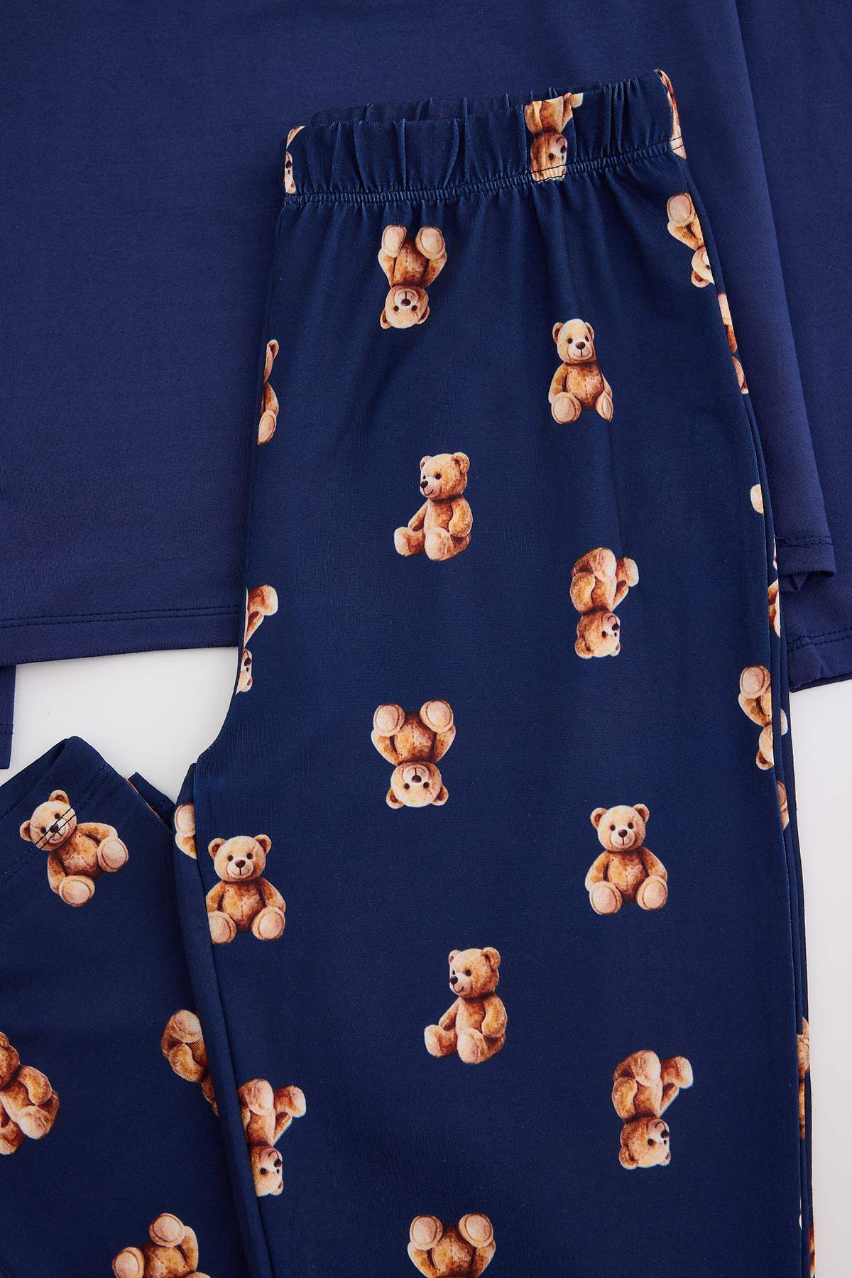 Boys' Navy Pyjama Set with Teddy-Print Trousers