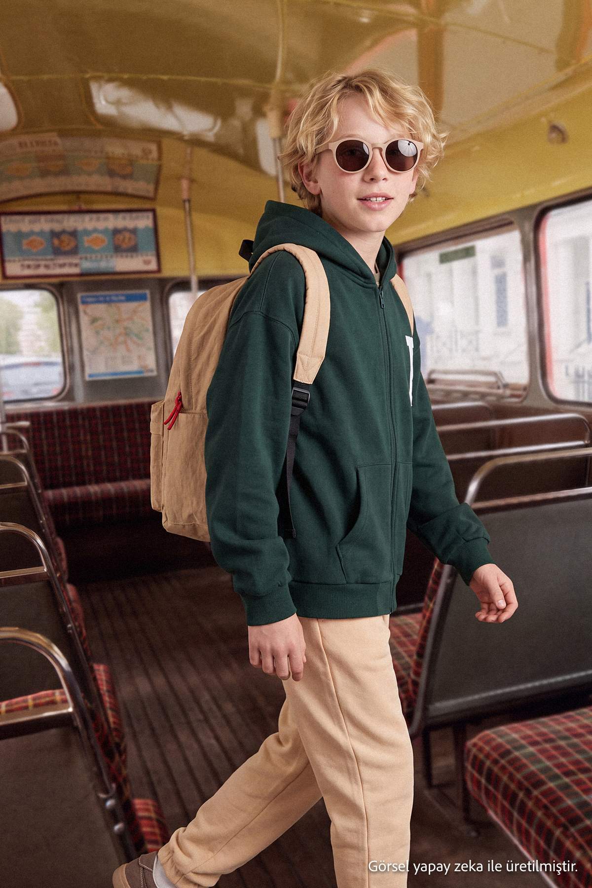 Boys' Printed Thick Zip-Up Hoodie