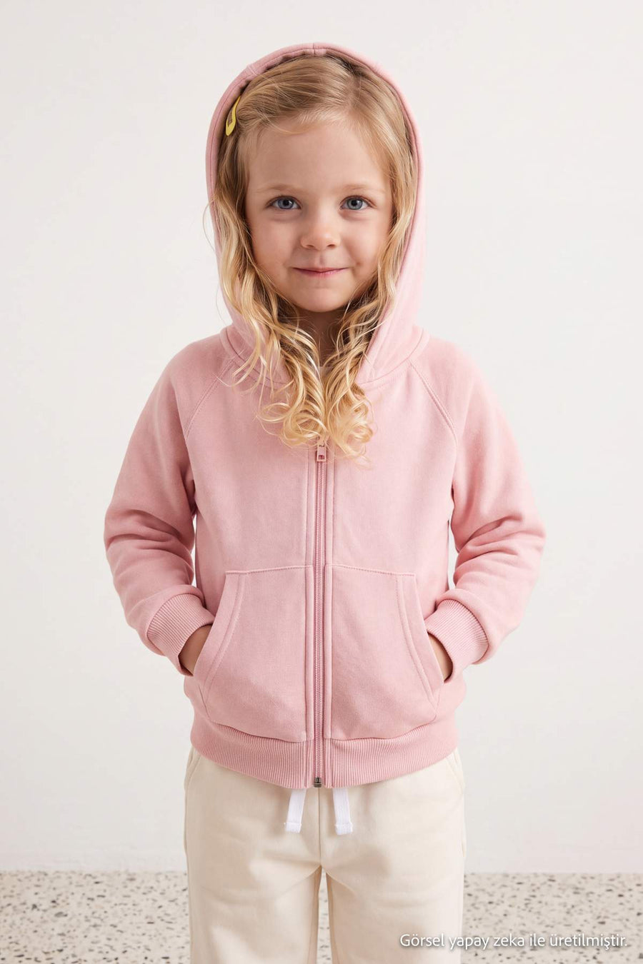 Girls' Plain Hooded Sweatshirt