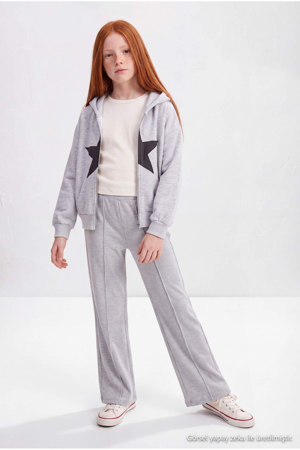 Girls' Grey Knit Trousers