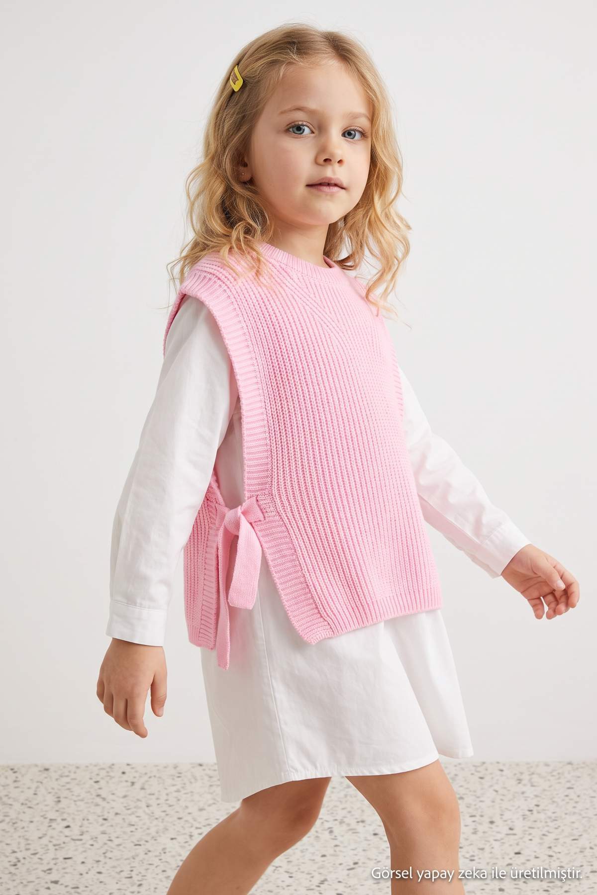 Girls' Pink Knit Sweater Vest