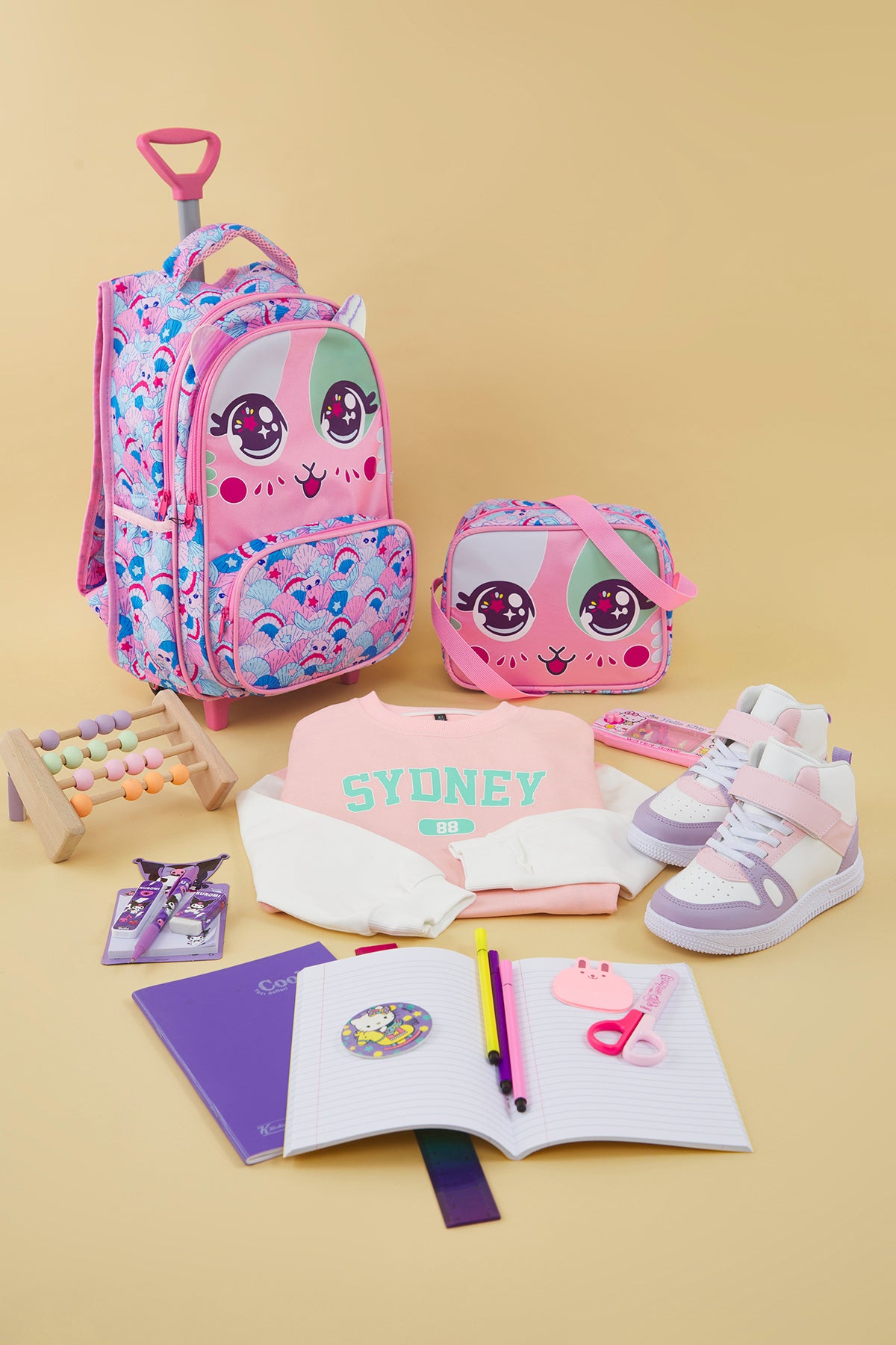 Girls' Purple Colour-Block Velcro & Lace Sneakers
