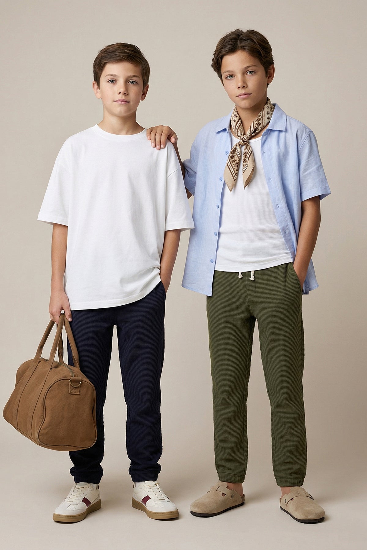 Boys' Stone & Brown 2-Pack Textured Joggers