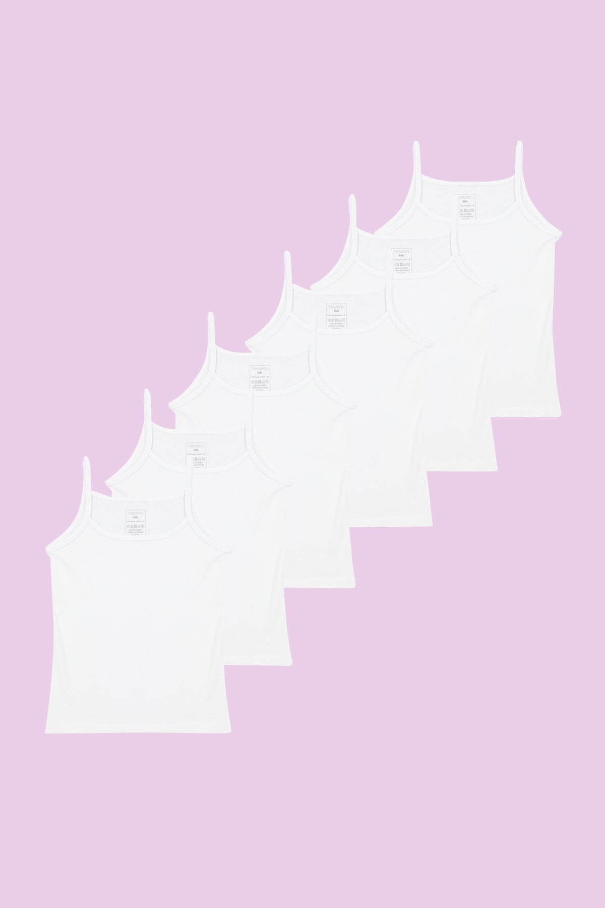 Girls' White 6-Pack Cotton Strappy Vests