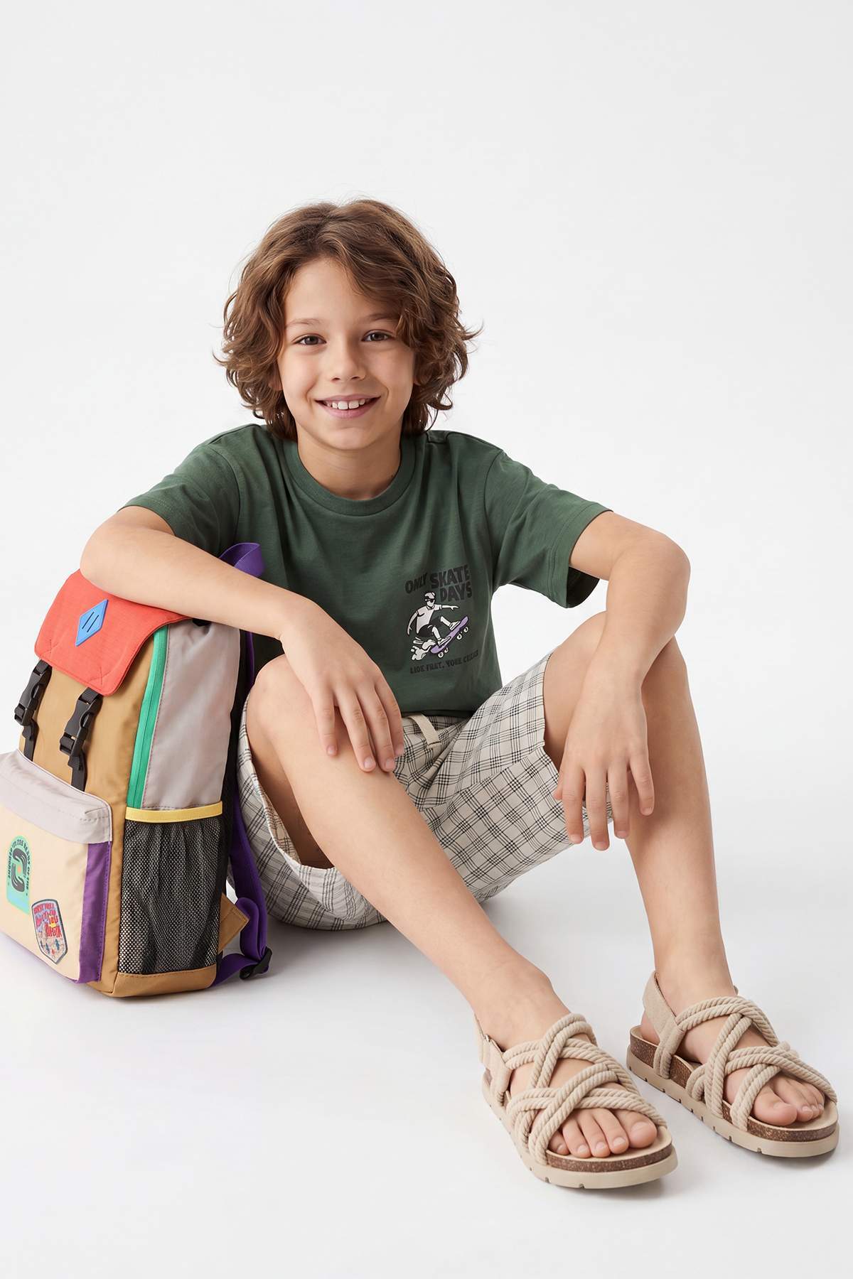 Boys' Green Plain T-Shirt
