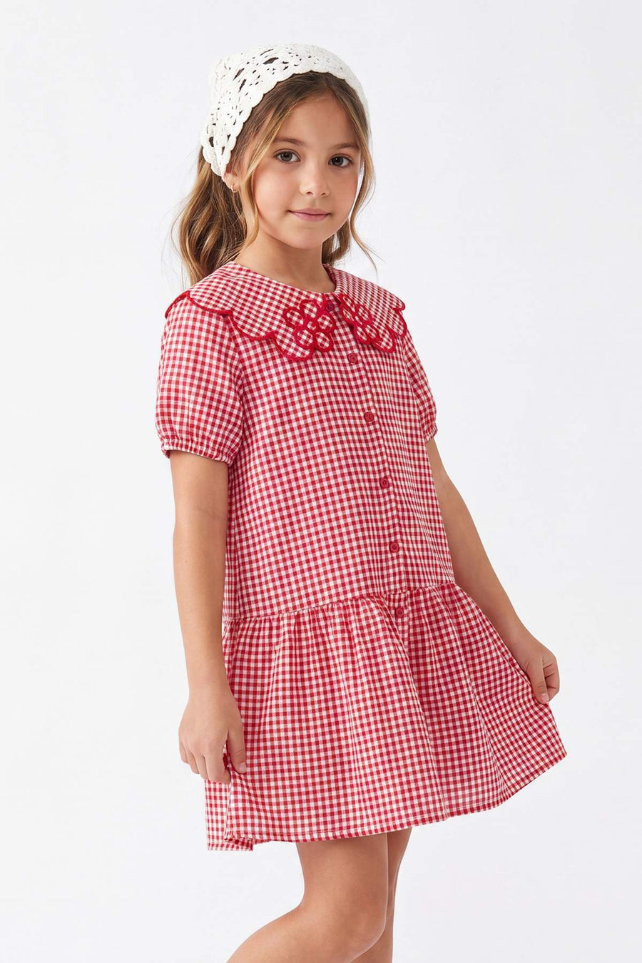 Girls' Red Plain Maxi Dress