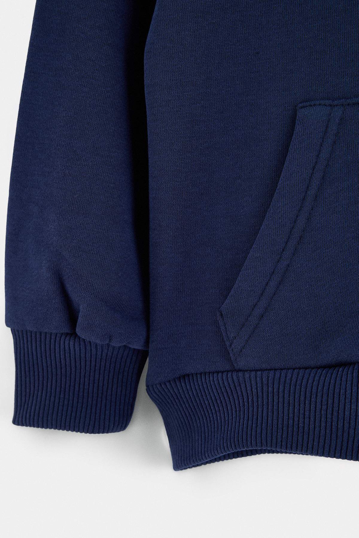 Boys' Navy Basic Cotton Zip-Up Sweatshirt