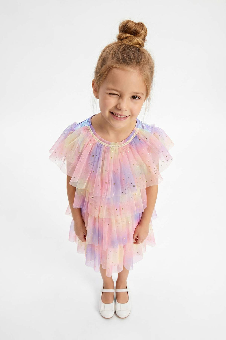 Girls' Tulle-Detail Maxi Dress