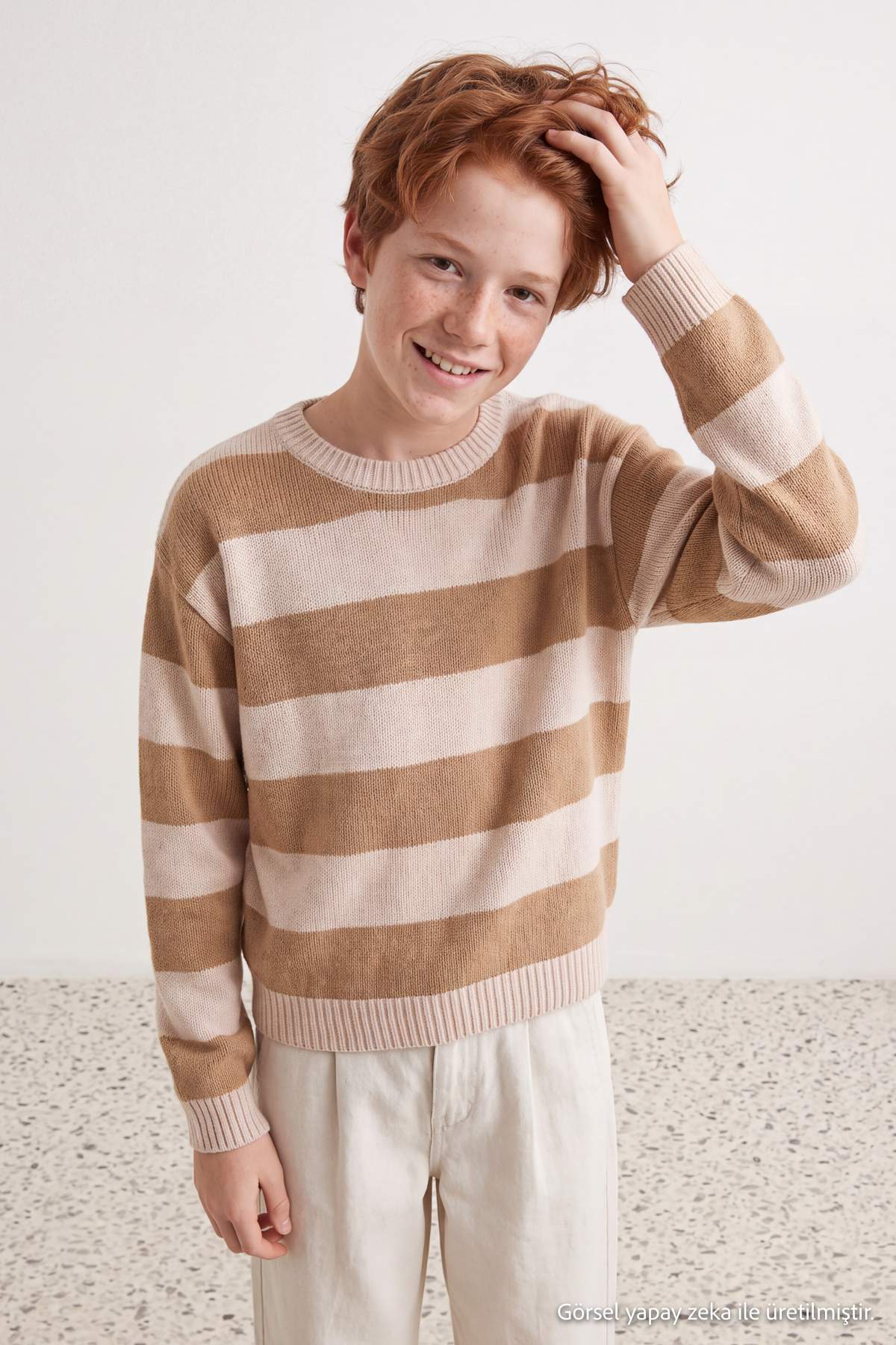 Boys' Striped Crew-Neck Knit Jumper