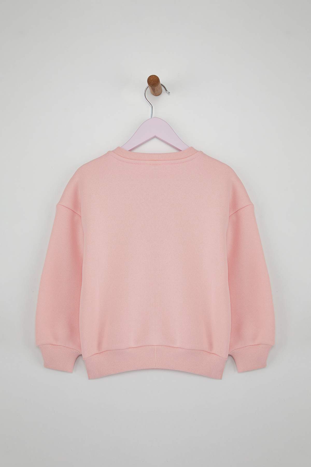 Girls' Powder Pink Bow Fleece-Lined Sweatshirt