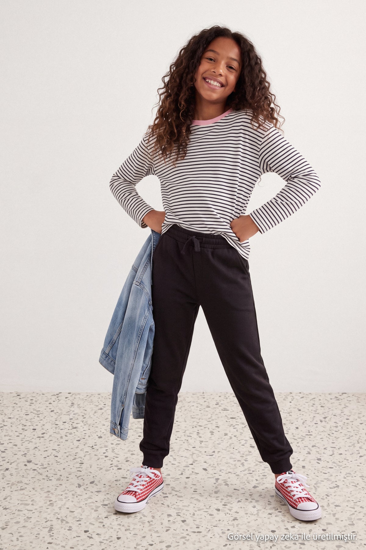 Girls' Black Thick Jogger Pants