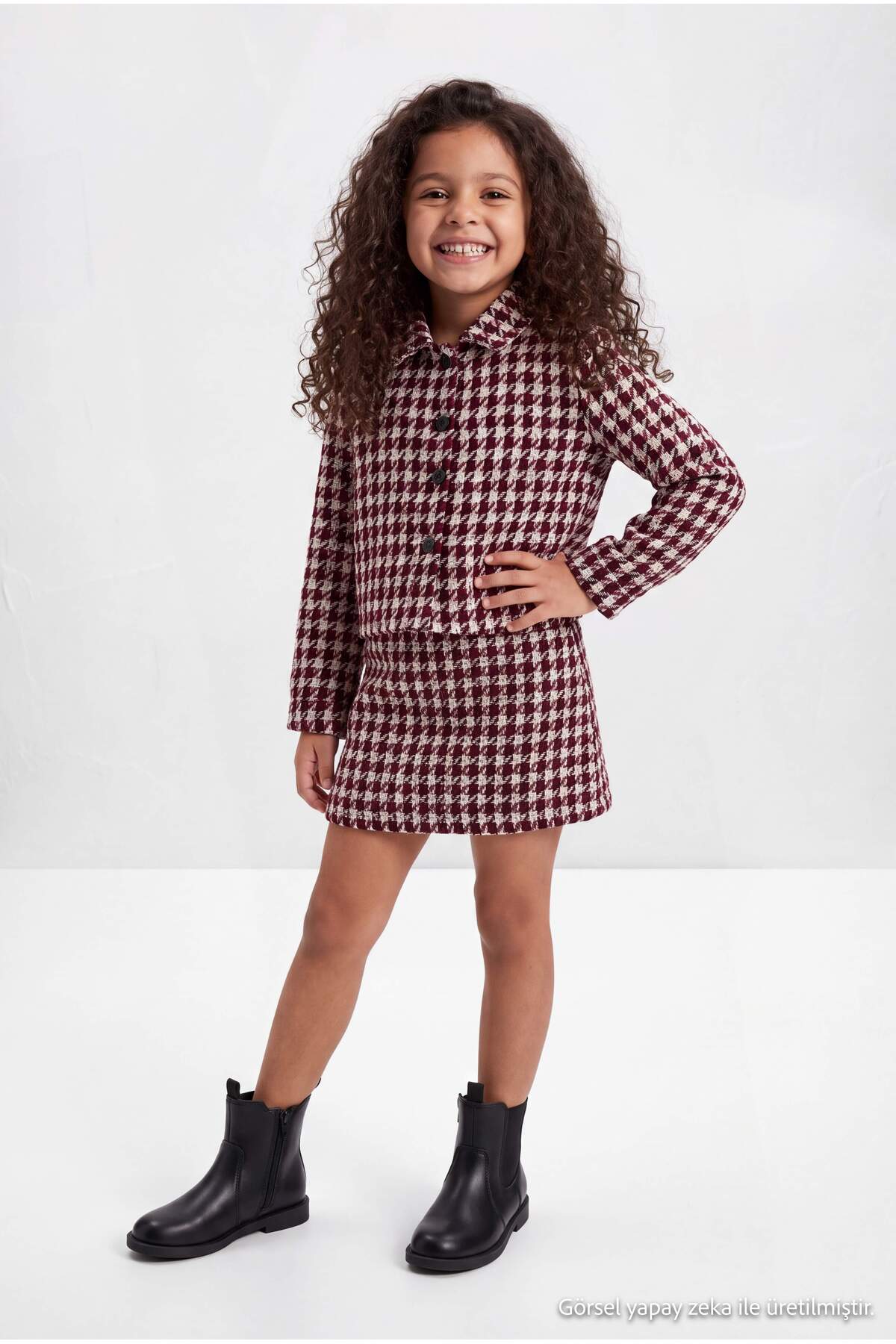 Girls' Red Plain Mini Skirt