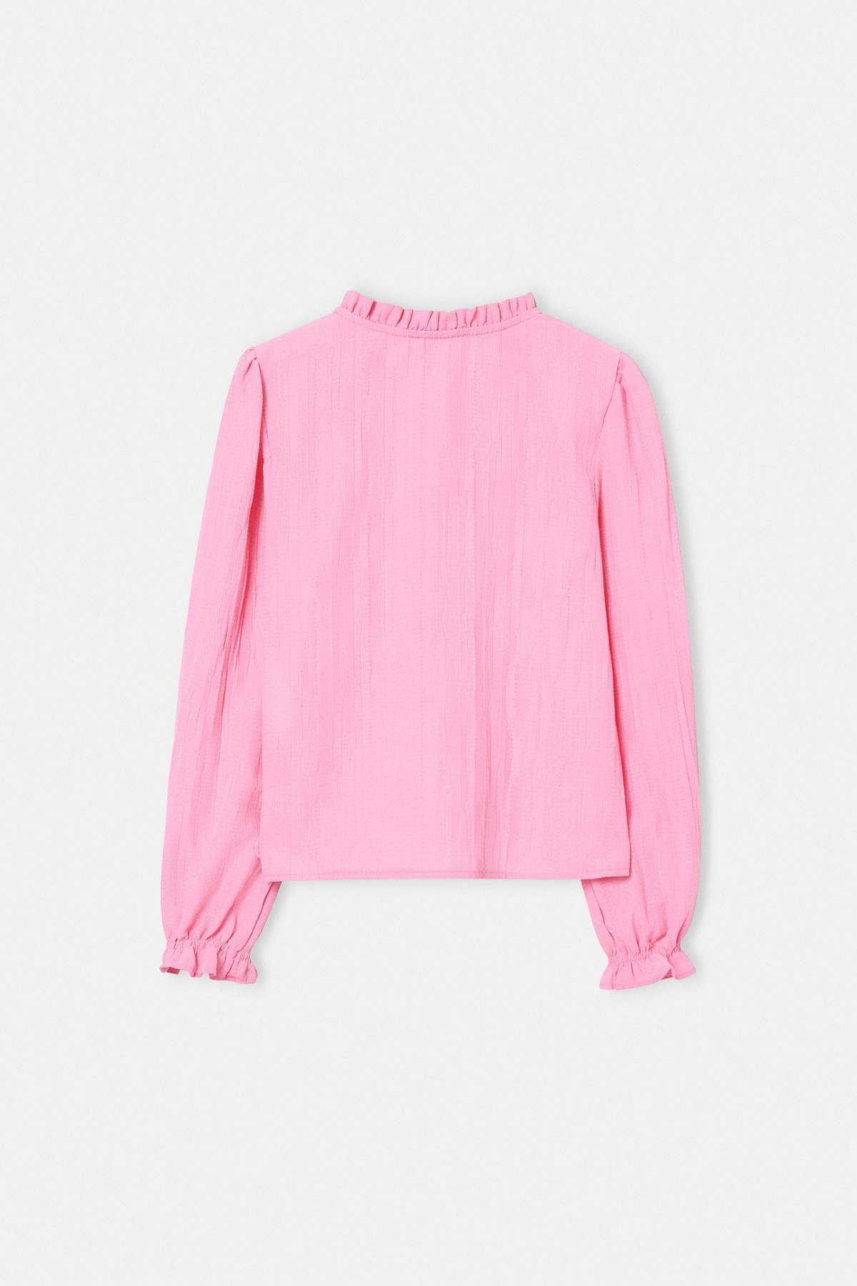 Girls' Pink Frilled Long-Sleeve Shirt