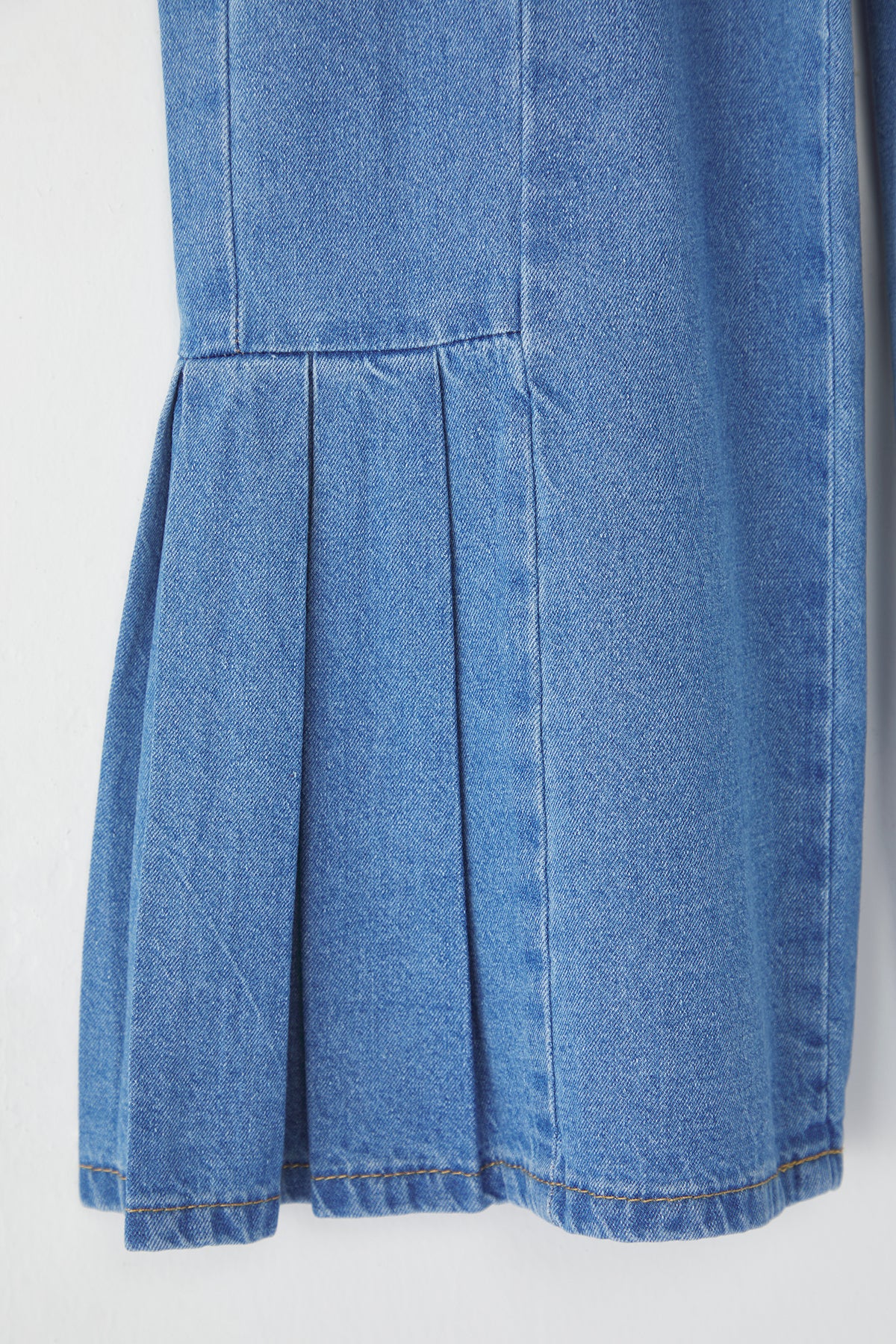 Girls' Light Blue Ruffled Flared Denim Trousers