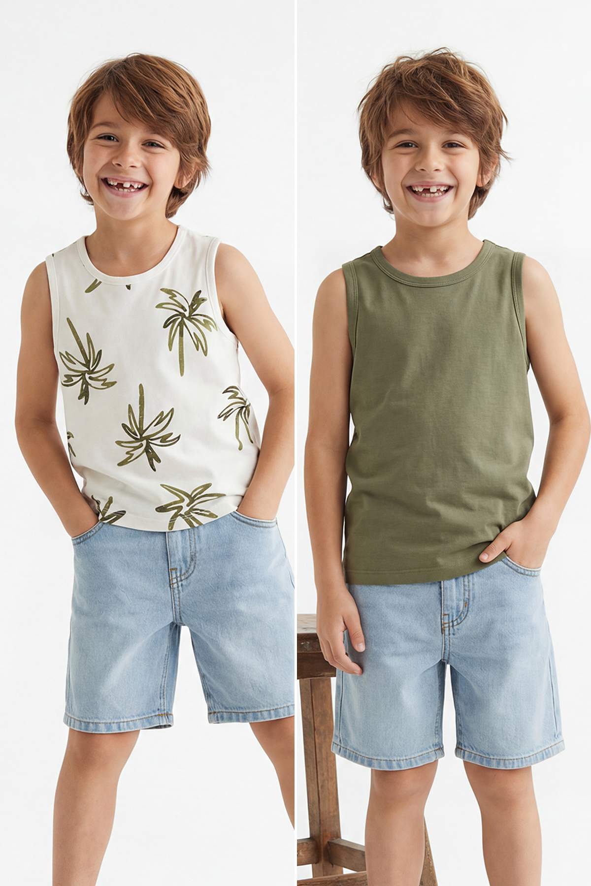 Boys' Khaki & Stone Vest 2-Pack