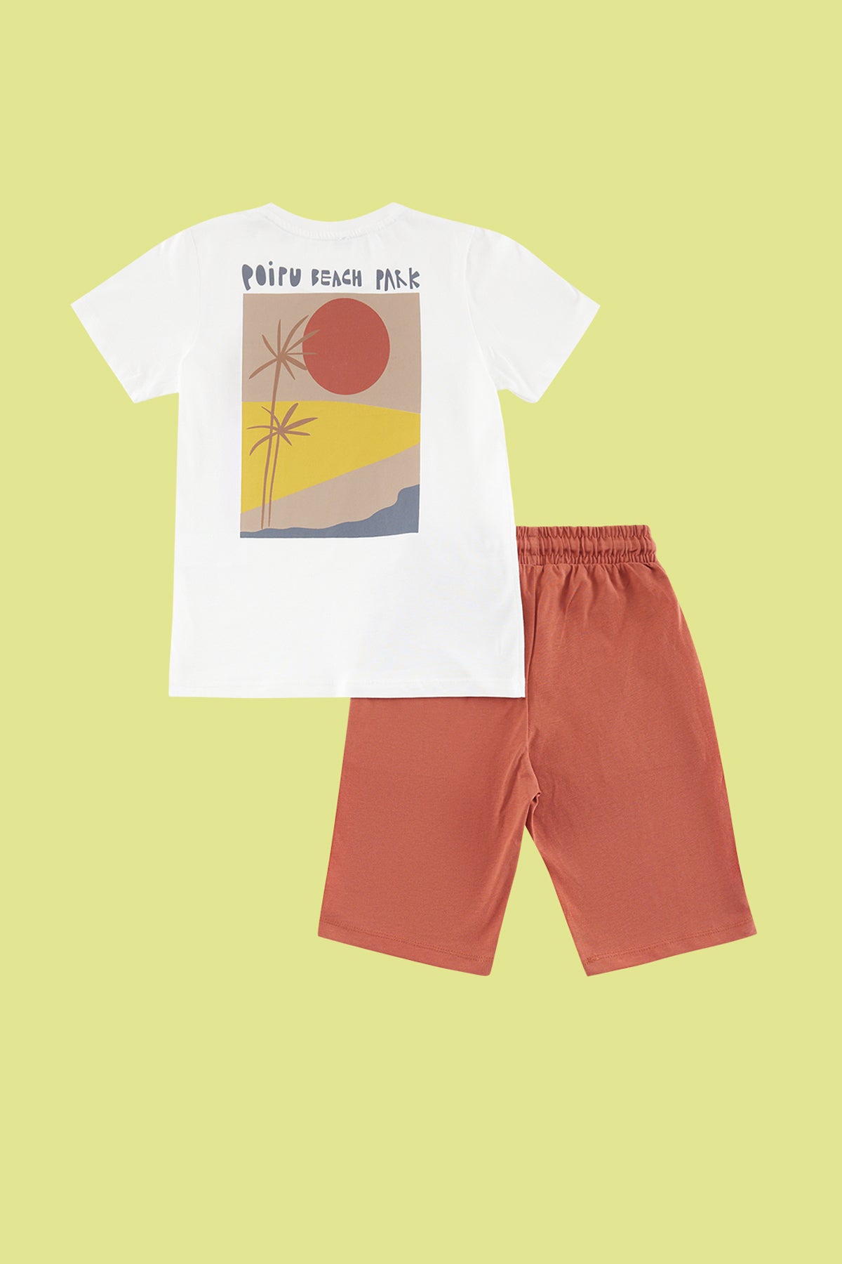 Boys' Saxe Blue Back-Print Cotton T-Shirt & Shorts Set