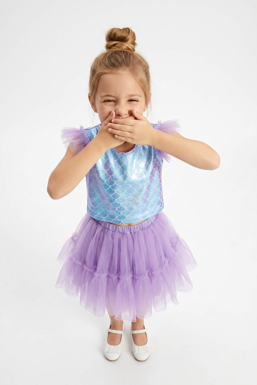 Girls' Purple Sequin Tutu Two-Piece Set