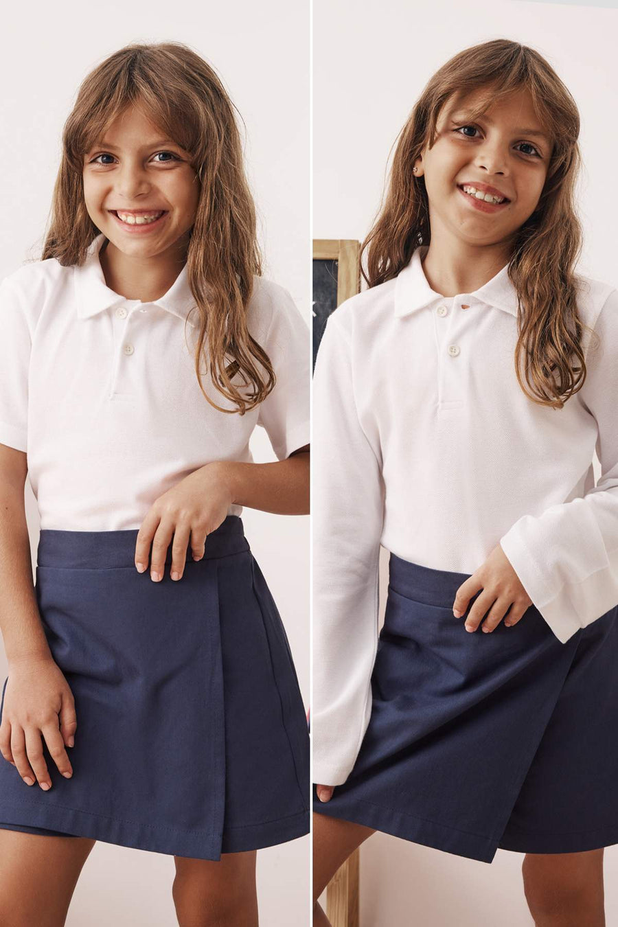 Kids' White Cotton School Polo Shirt 2-Pack