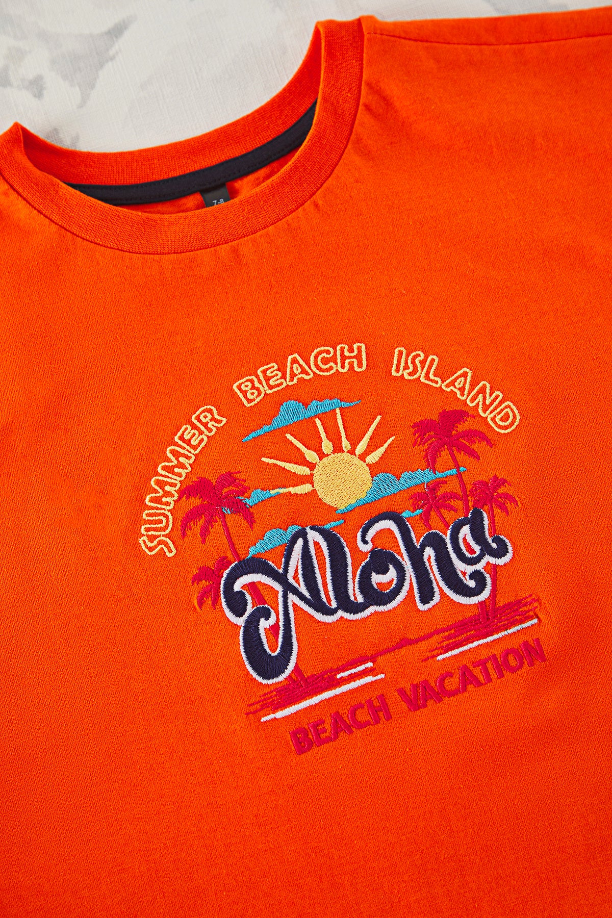 Girls' Orange Slogan-Print Cotton T-Shirt