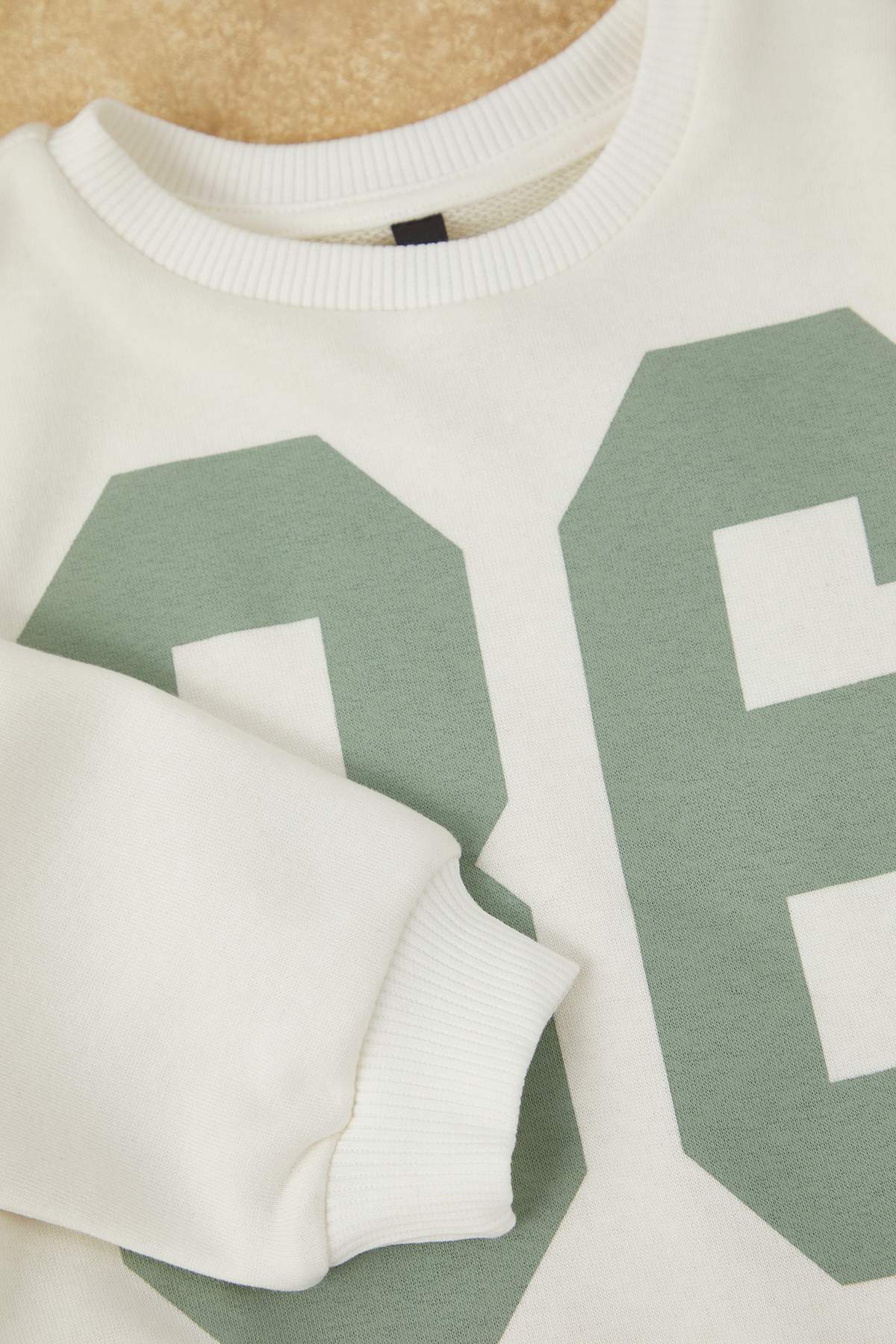 Girls' Mint Printed Oversized Cotton Two-Piece Set