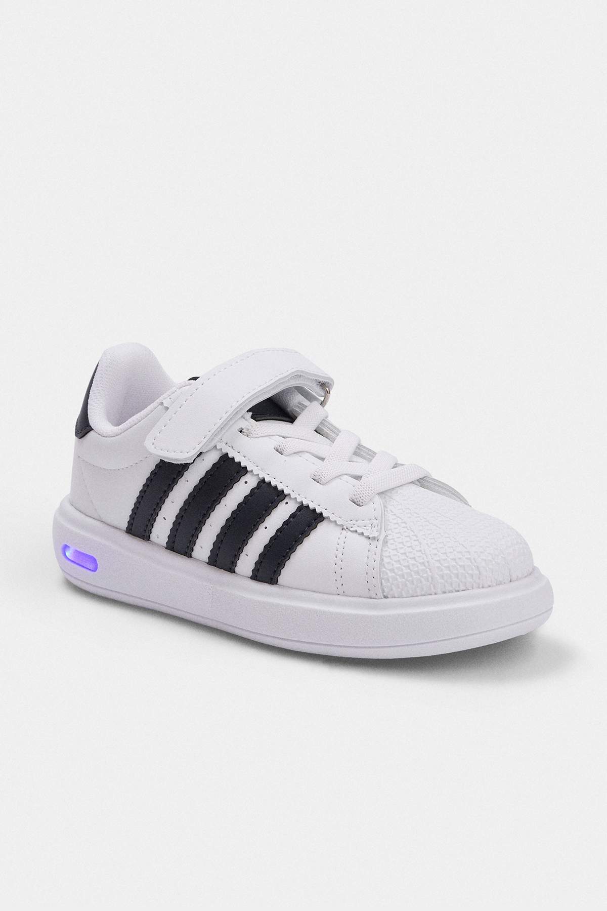 Kids' White Striped Sneakers