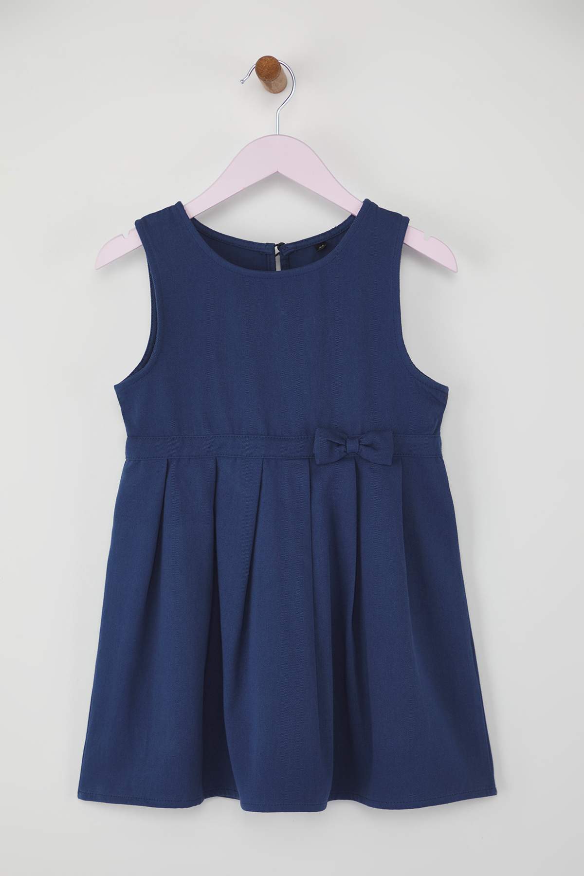 Girls' Navy Cotton A-Line School Dress