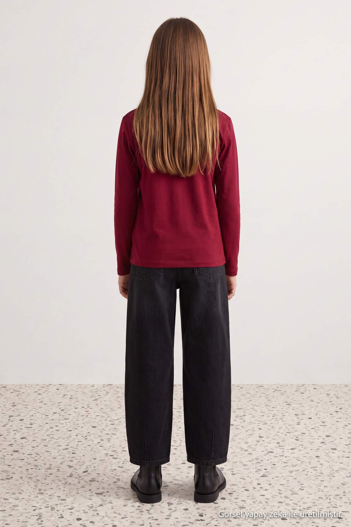 Girls' Cotton Crew-Neck Long-Sleeve School T-Shirt