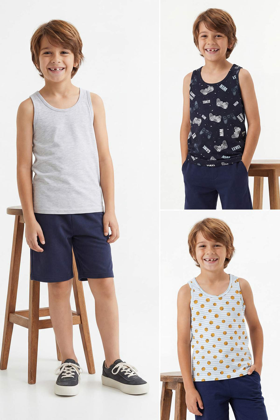 Boys' Printed Vest 3-Pack