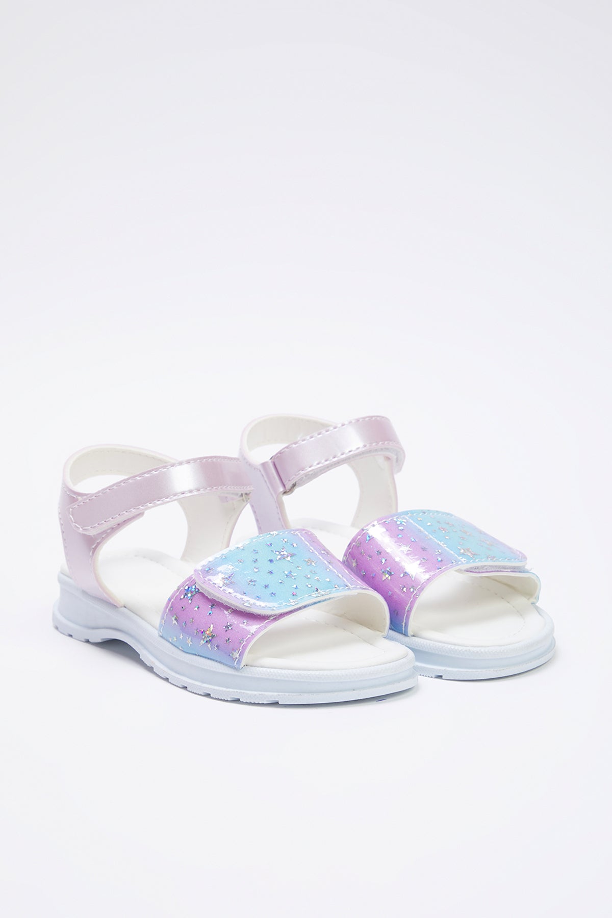 Girls' Lilac Shiny Star Velcro Sandals